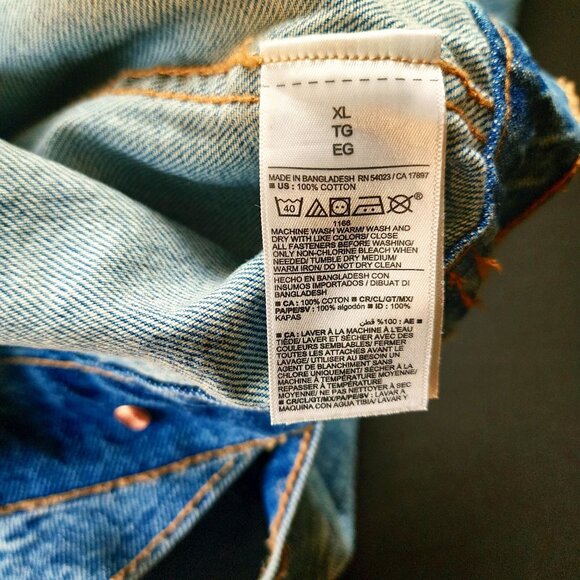 Denim Trucker Utility Jacket Relaxed Fit Medium Wash Lagenlook XL - Picture 7 of 9